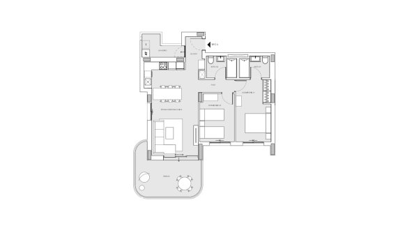 Apartment floor plan, 2 bedrooms in Salinas Towers No. 3 (2D)