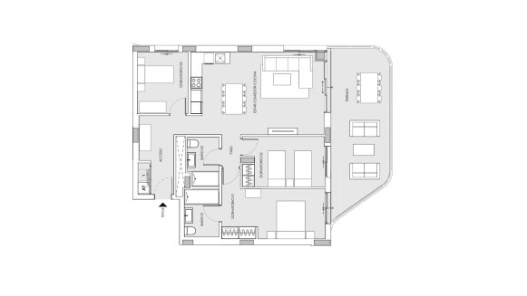 Apartment floor plan, 3 bedrooms in Salinas Towers No. 6 (2D)